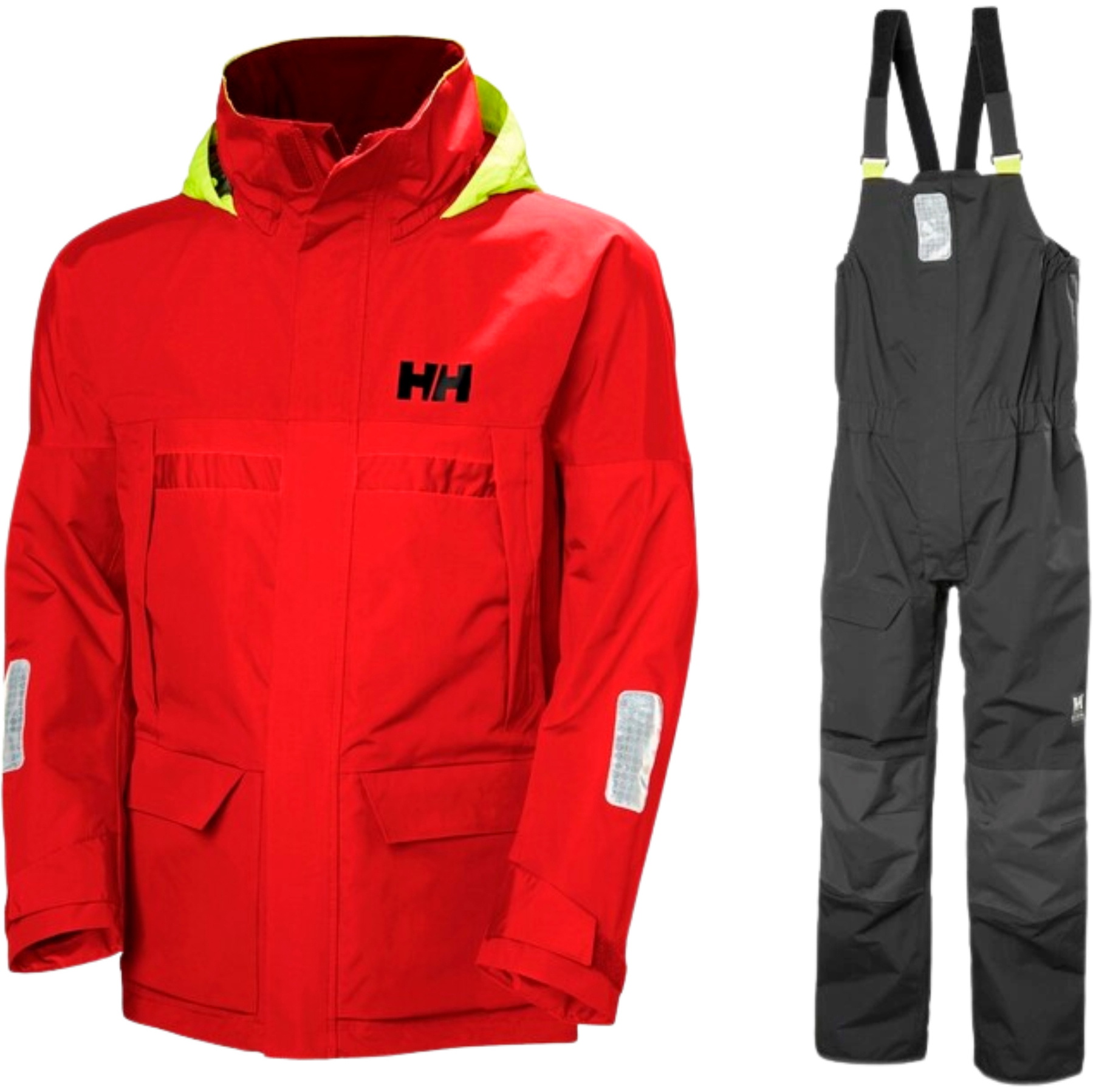 2026 Helly Hansen Mens Pier 4.0 Jacket & Pier 4.0 Bib Sailing Suit HHMPJAPBBAR - Alert Red / Ebony